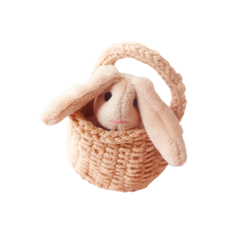 Tiny Bunny in a knitted basket