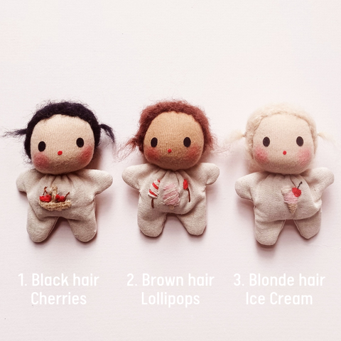Tiny Summer Dolls - hand embroidered