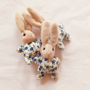 Tiny bunnies - Liberty floral blue rose buds, ears up