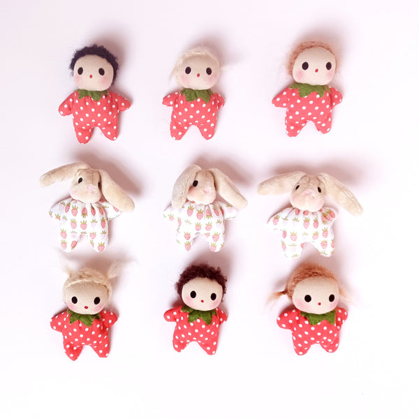 Tiny Strawberry waldorf dolls
