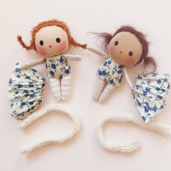 Teeny dolls in Liberty blue rosebuds